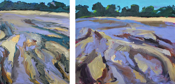 Ablaufendes Wasser II + I, Strand