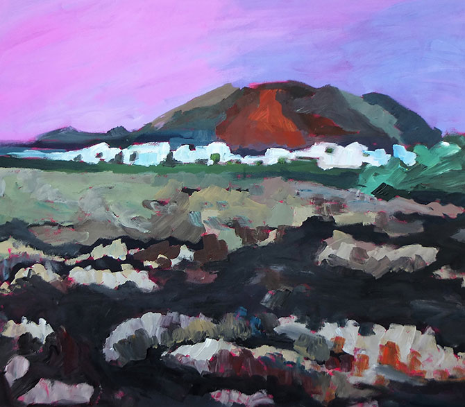 Feuerberg und Häuser