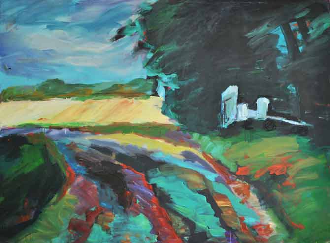 3 ausgediente Anhänger und Weg