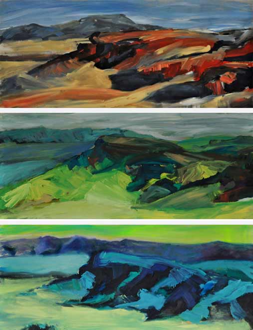 a)Roter Berg, b)Brauner Berg, c)Blauer Berg