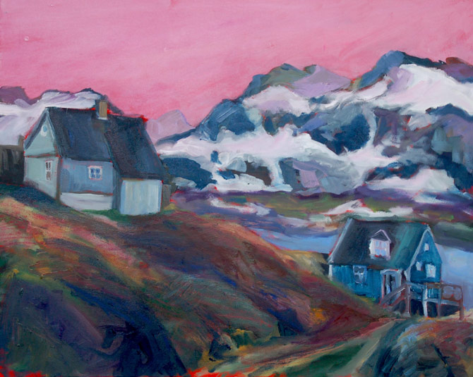 Inuithäuser am Wasser, Grönland