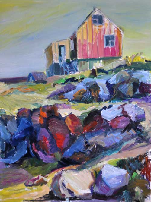 Inuithaus mit Felden, Grönland