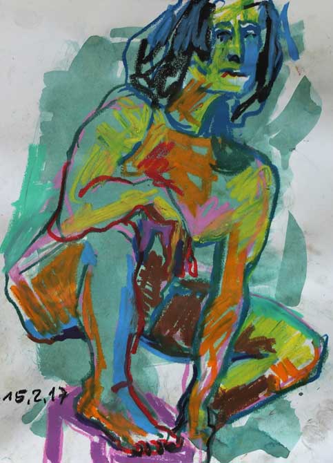 Akt hockend und aufgestützt