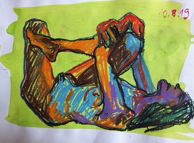 Liegende mit angew. Bein