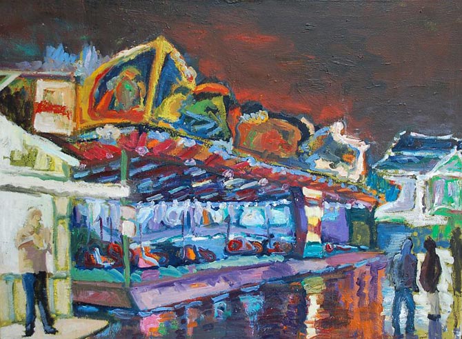 Scooterbahn und helle Bude