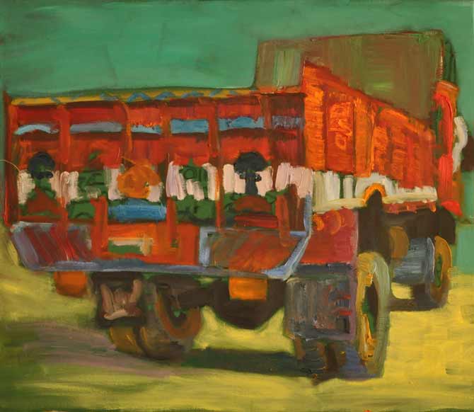 Roter Truck von hinten